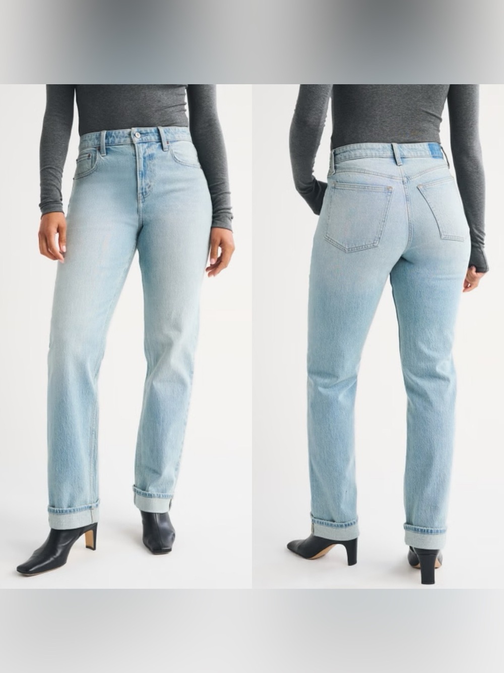 Abercrombie & Fitch Curve Love High Rise 90’s Straight Jean Light Cuffed Hem 29